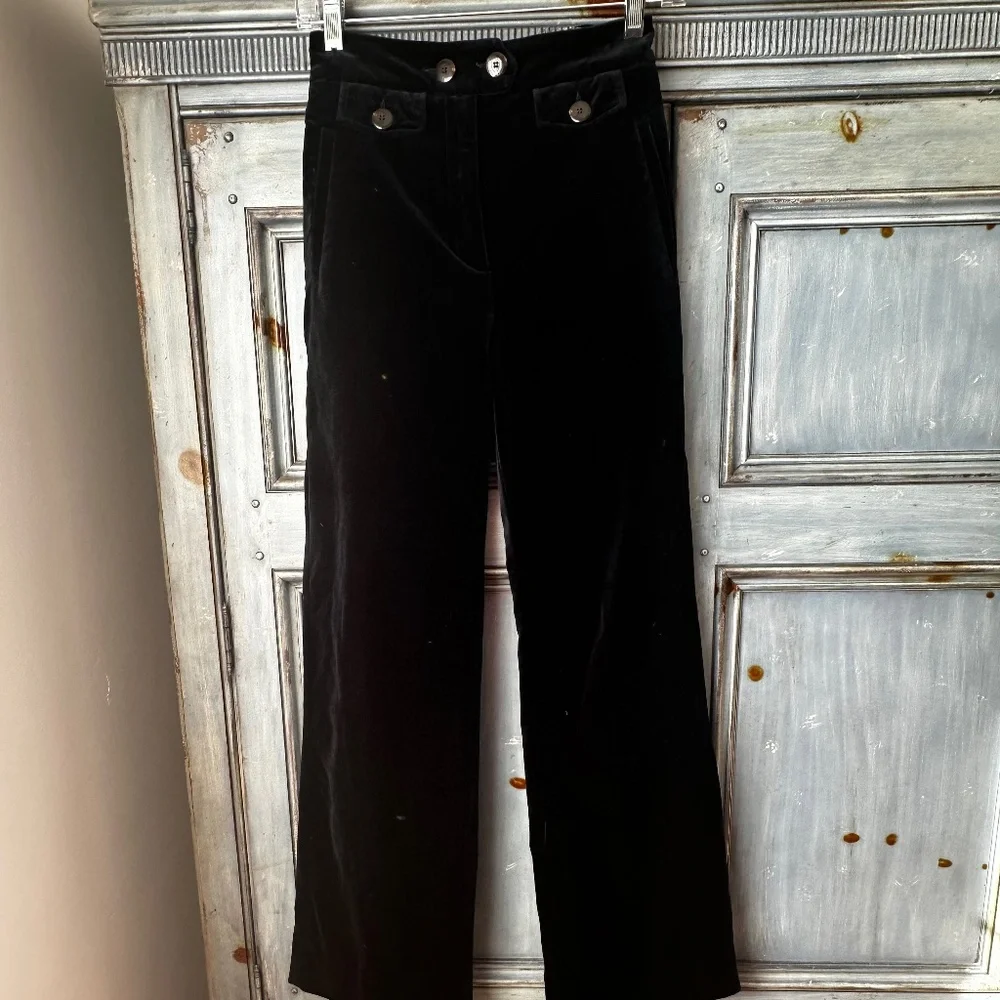 Sezane Velvet Florentine Trousers in Dark Blue Size 34